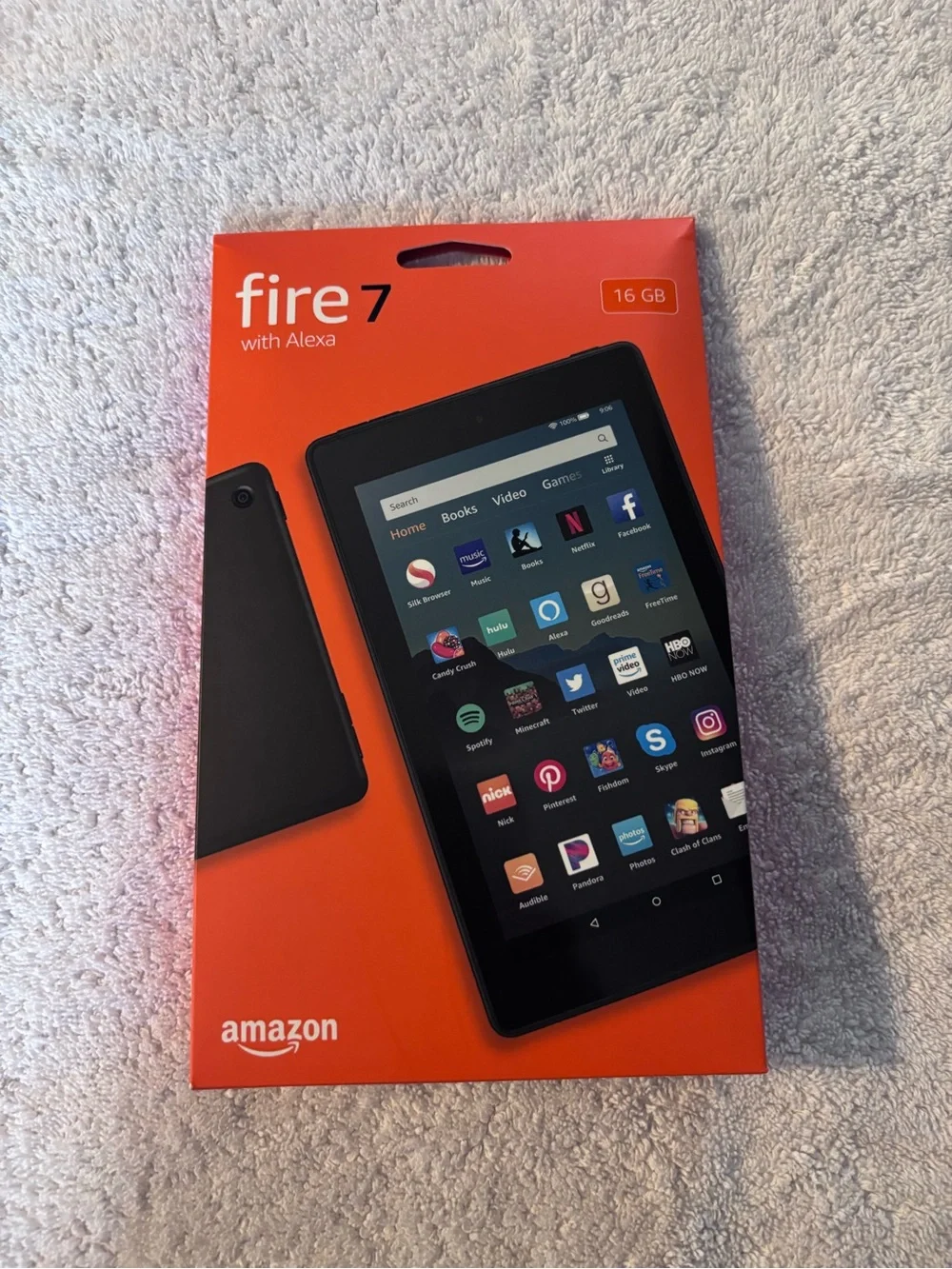 Amazon Fire 7 Tablet with Alexa (16GB) - Black and Orange Packaging